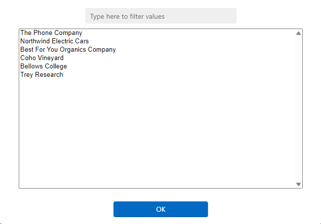 selection dialog