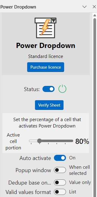 Settings Taskpane